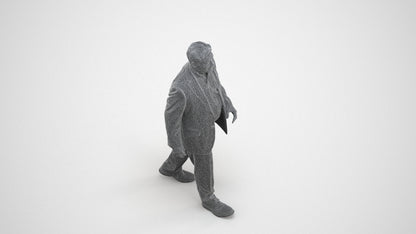 realistic 3D senior man business standing, scanned archviz people for Blender and 3ds Max, wireframe three-quarter view