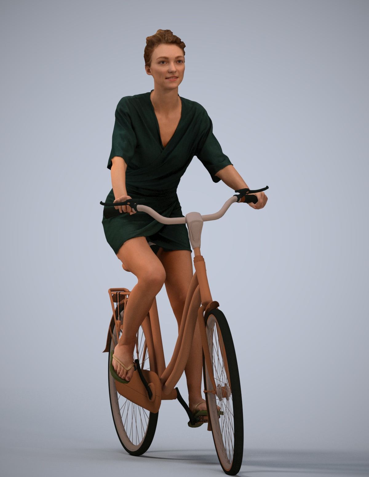 realistic 3D human woman casual cycling, archviz people FBX OBJ for Blender
