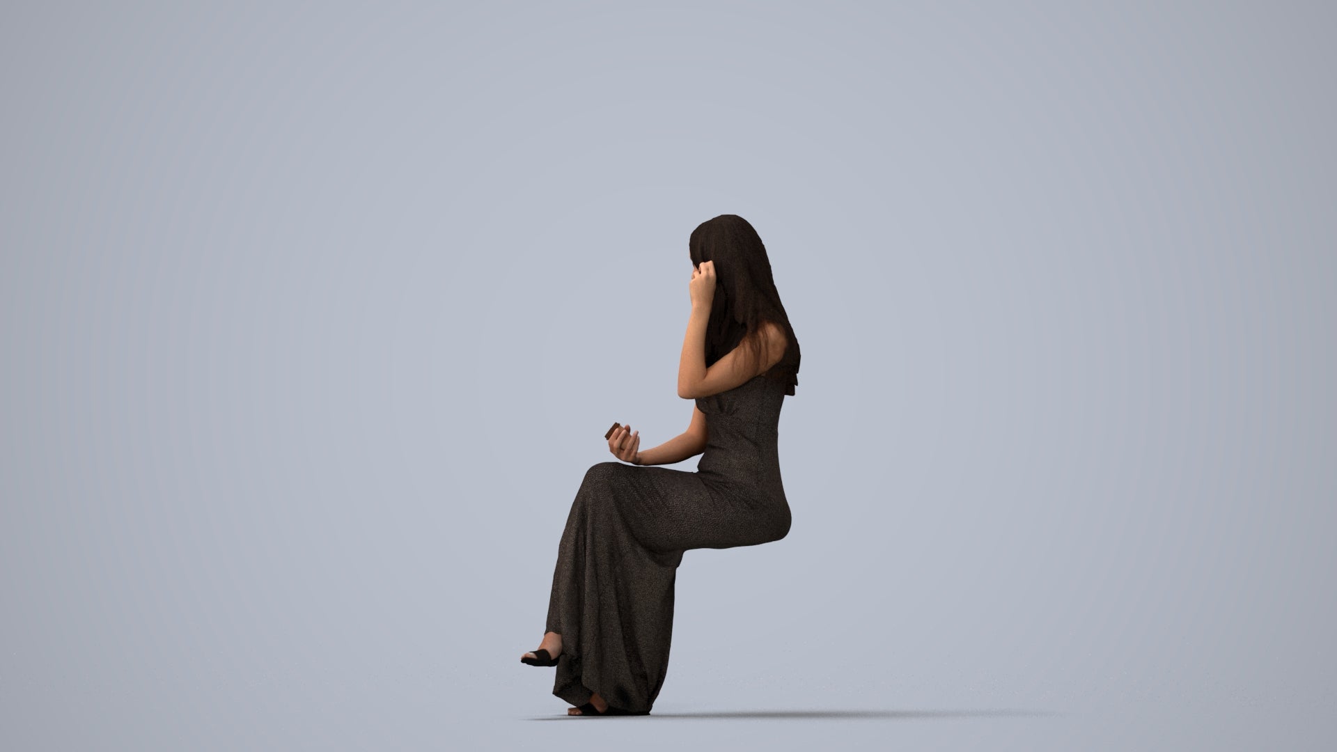 3D scanned woman formalaffairs formal, photorealistic archviz people for Enscape and SketchUp, three-quarter view render
