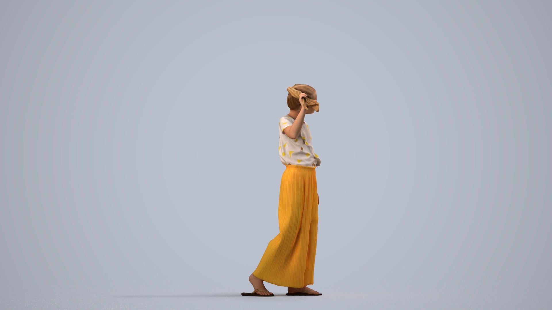 scanned 3D woman casual kids, photogrammetry people for Enscape and V-Ray, side view render