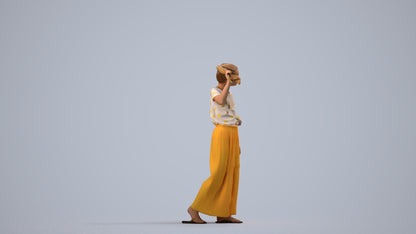 scanned 3D woman casual kids, photogrammetry people for Enscape and V-Ray, side view render