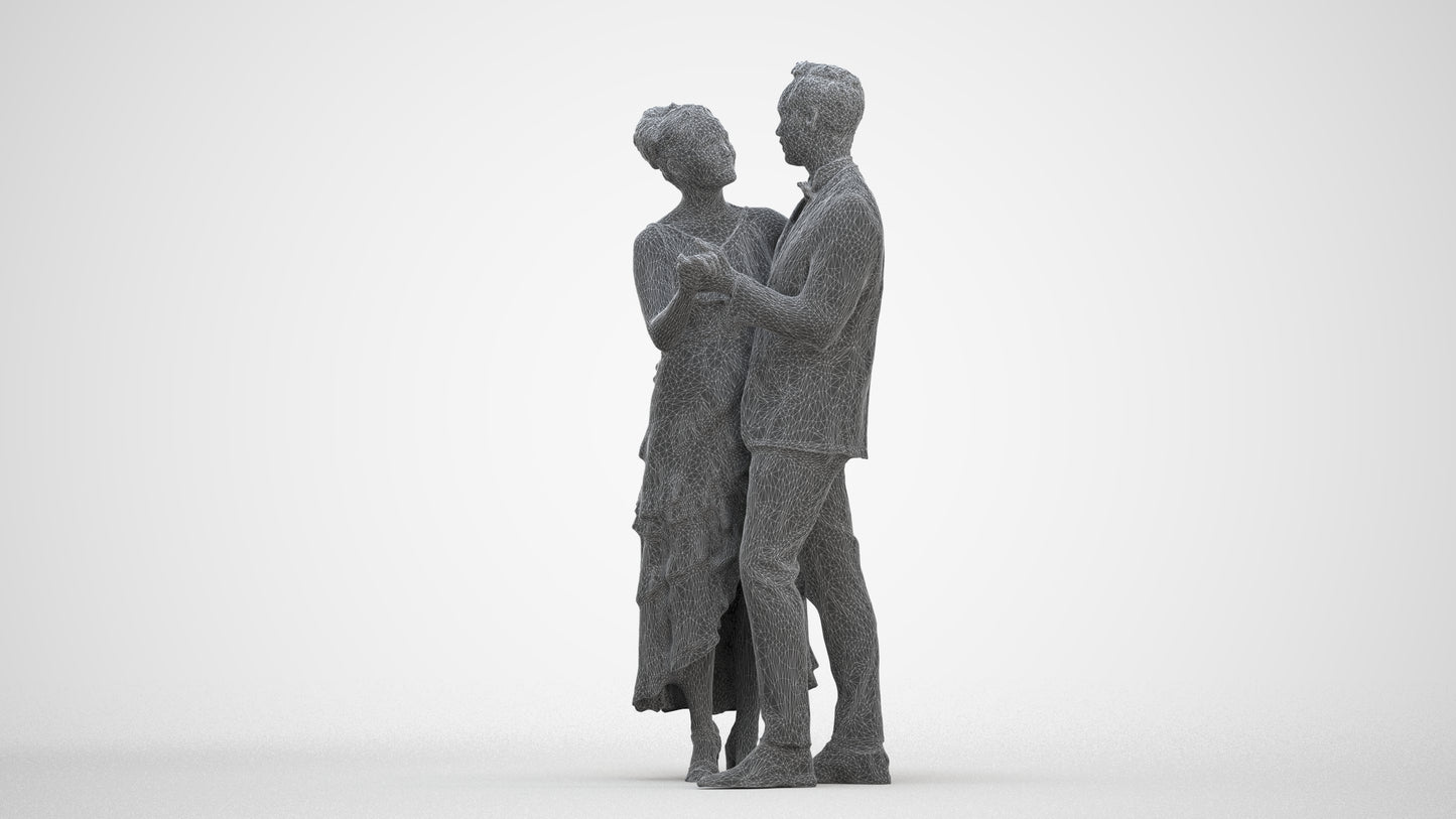 scanned 3D woman formal dancing, photogrammetry people for Enscape and V-Ray, three-quarter front view render
