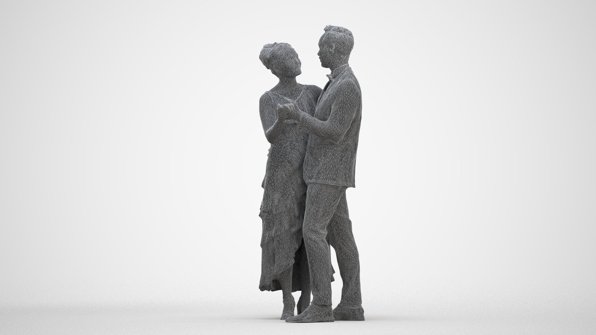 scanned 3D woman formal dancing, photogrammetry people for Enscape and V-Ray, three-quarter front view render