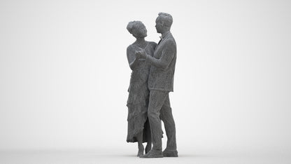 scanned 3D woman formal dancing, photogrammetry people for Enscape and V-Ray, three-quarter front view render