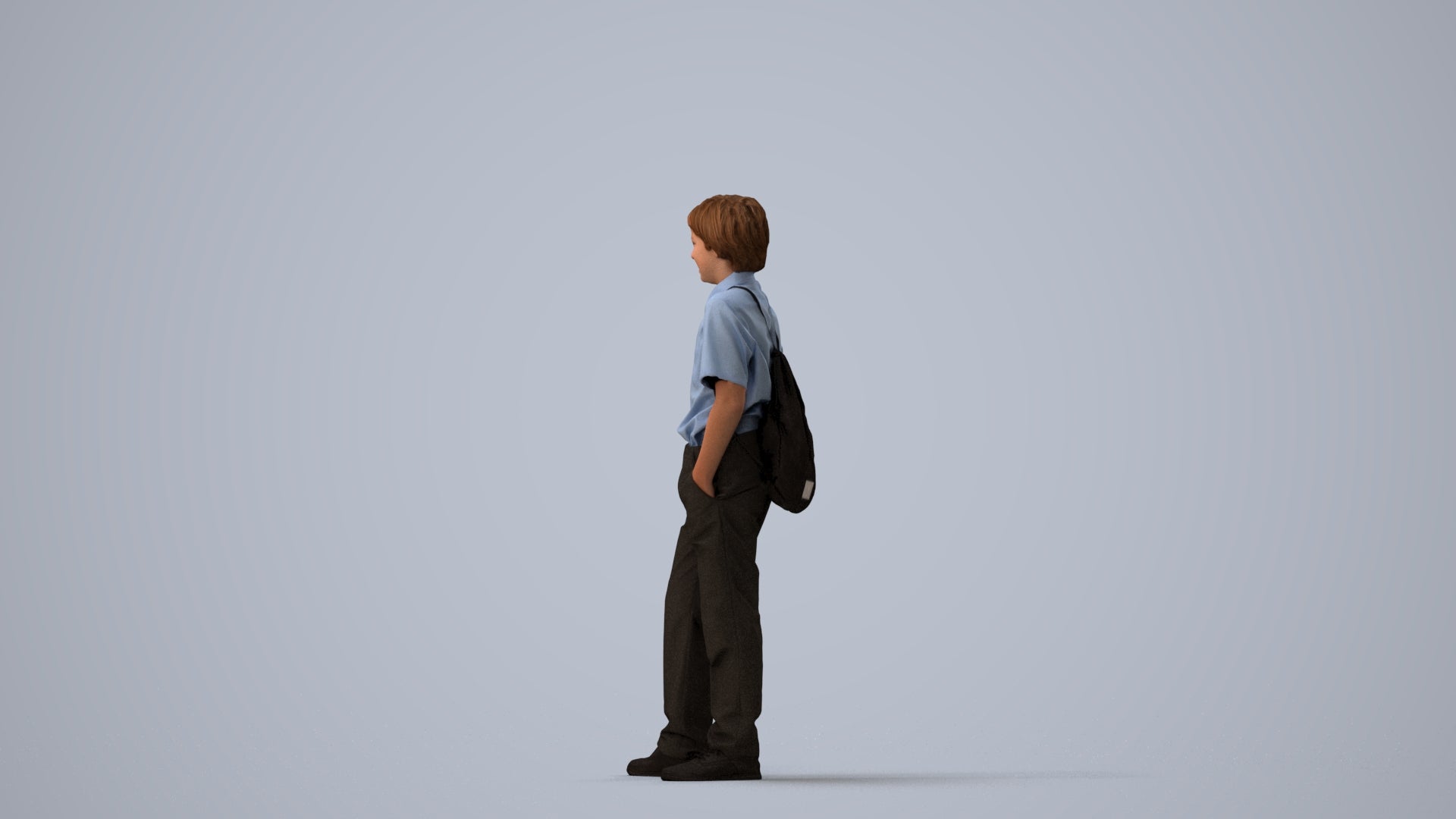 photogrammetry 3D boy kids, realistic human model archviz FBX, three-quarter view render