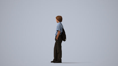 photogrammetry 3D boy kids, realistic human model archviz FBX, three-quarter view render