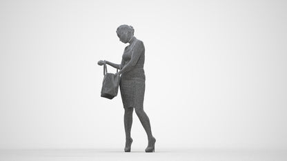 photogrammetry 3D woman business standing, realistic human model archviz FBX, wireframe back view