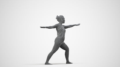 realistic 3D woman sport, scanned archviz people for Blender and 3ds Max, wireframe side view