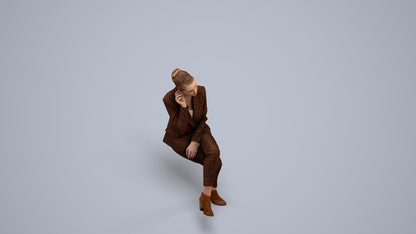realistic 3D human woman business, archviz people FBX OBJ for Blender, back view render