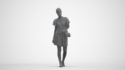 scanned 3D woman casual standing, photogrammetry people for Enscape and V-Ray, three-quarter front view render