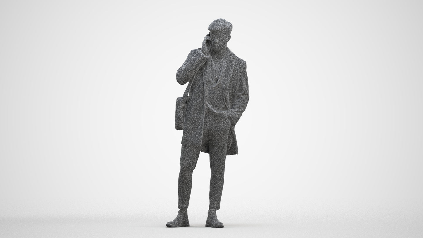 realistic 3D people man business standing, render-ready for V-Ray and Corona, FBX OBJ, three-quarter front view render
