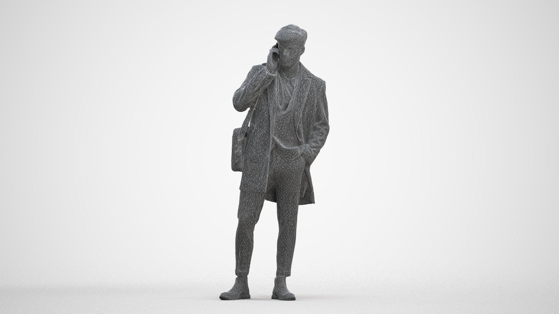 realistic 3D people man business standing, render-ready for V-Ray and Corona, FBX OBJ, three-quarter front view render