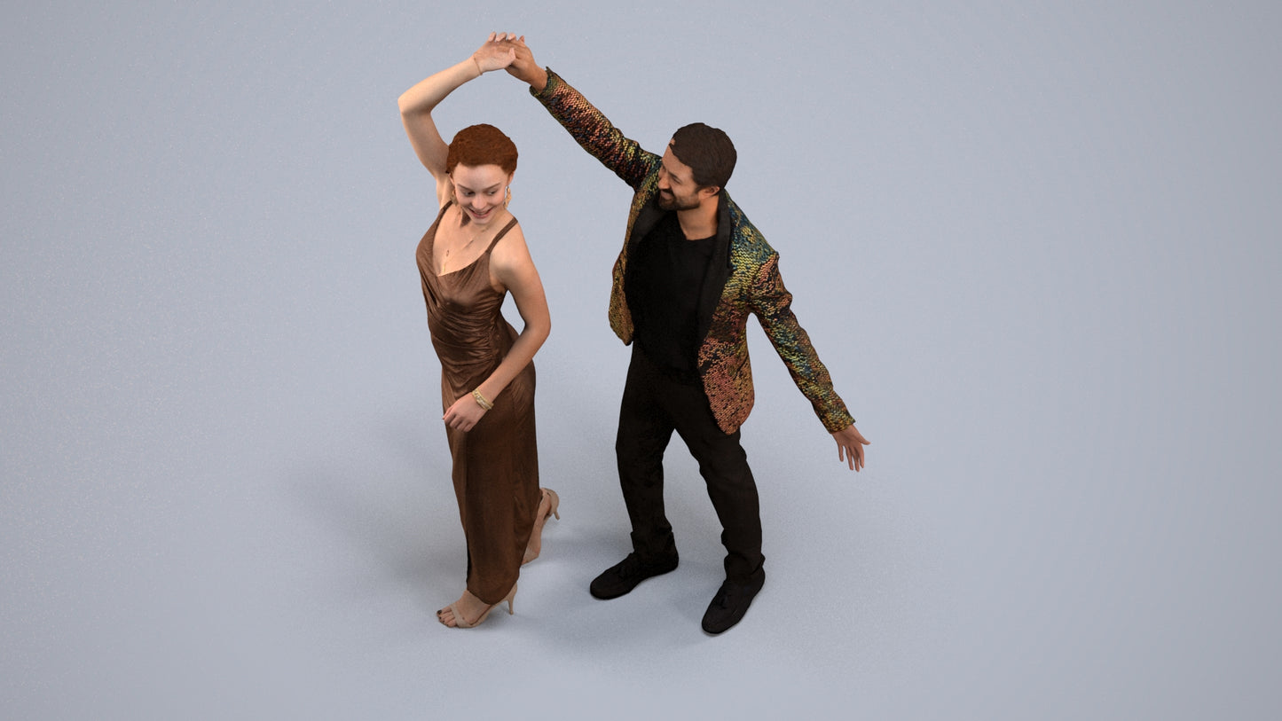 scanned 3D woman formal dancing, photogrammetry people for Enscape and V-Ray, back view render