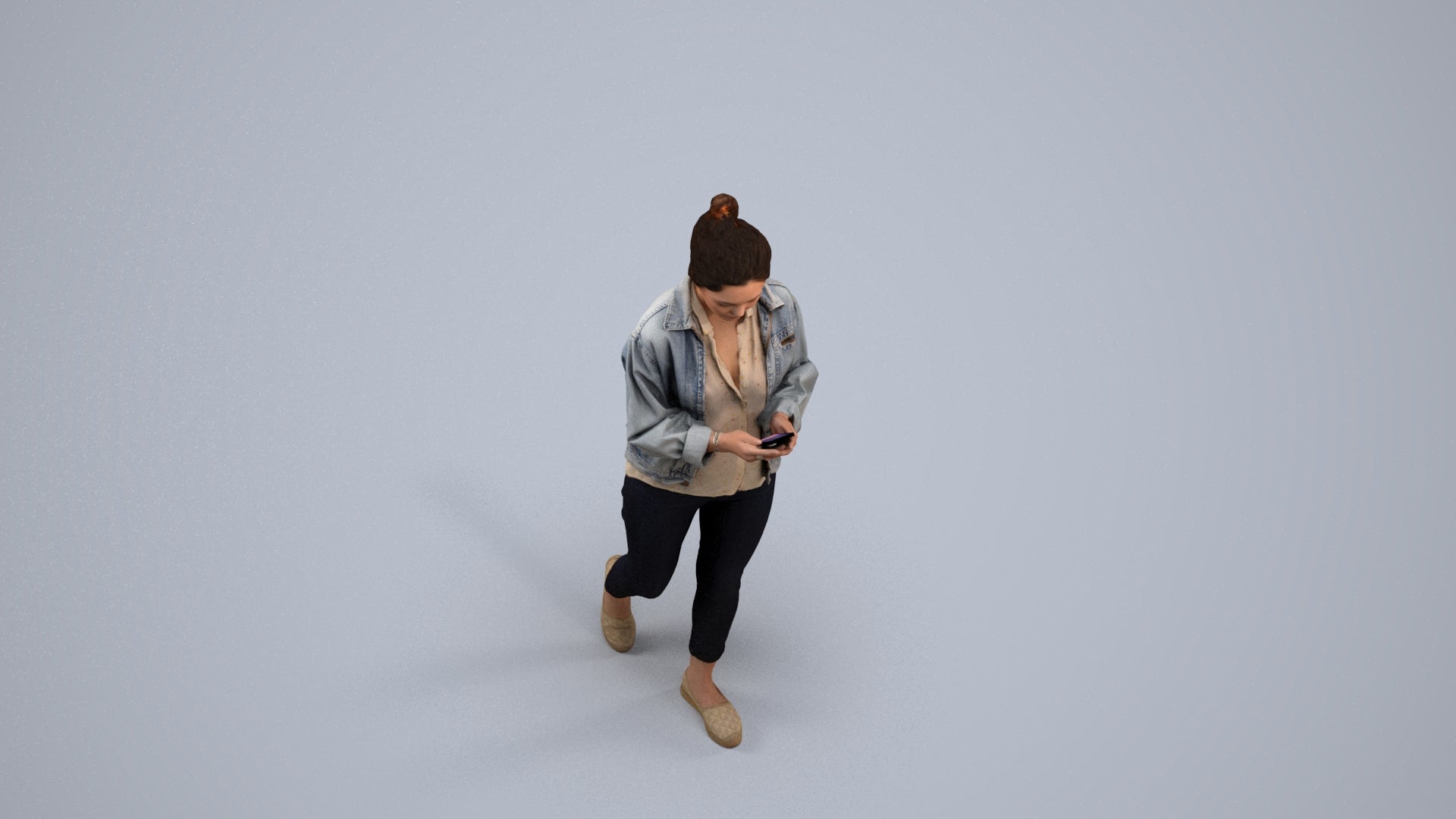 realistic 3D people woman walking, render-ready for V-Ray and Corona, FBX OBJ, back view render