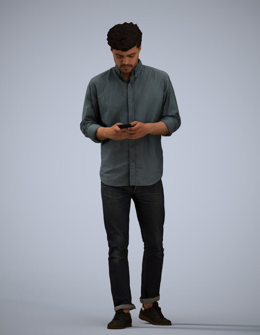 photogrammetry 3D man casual walking, realistic human model archviz FBX