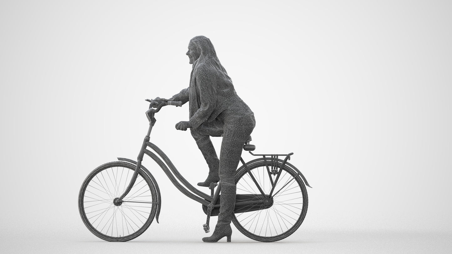 3D people model woman casual cycling, scanned human for 3ds Max rendering, square thumbnail