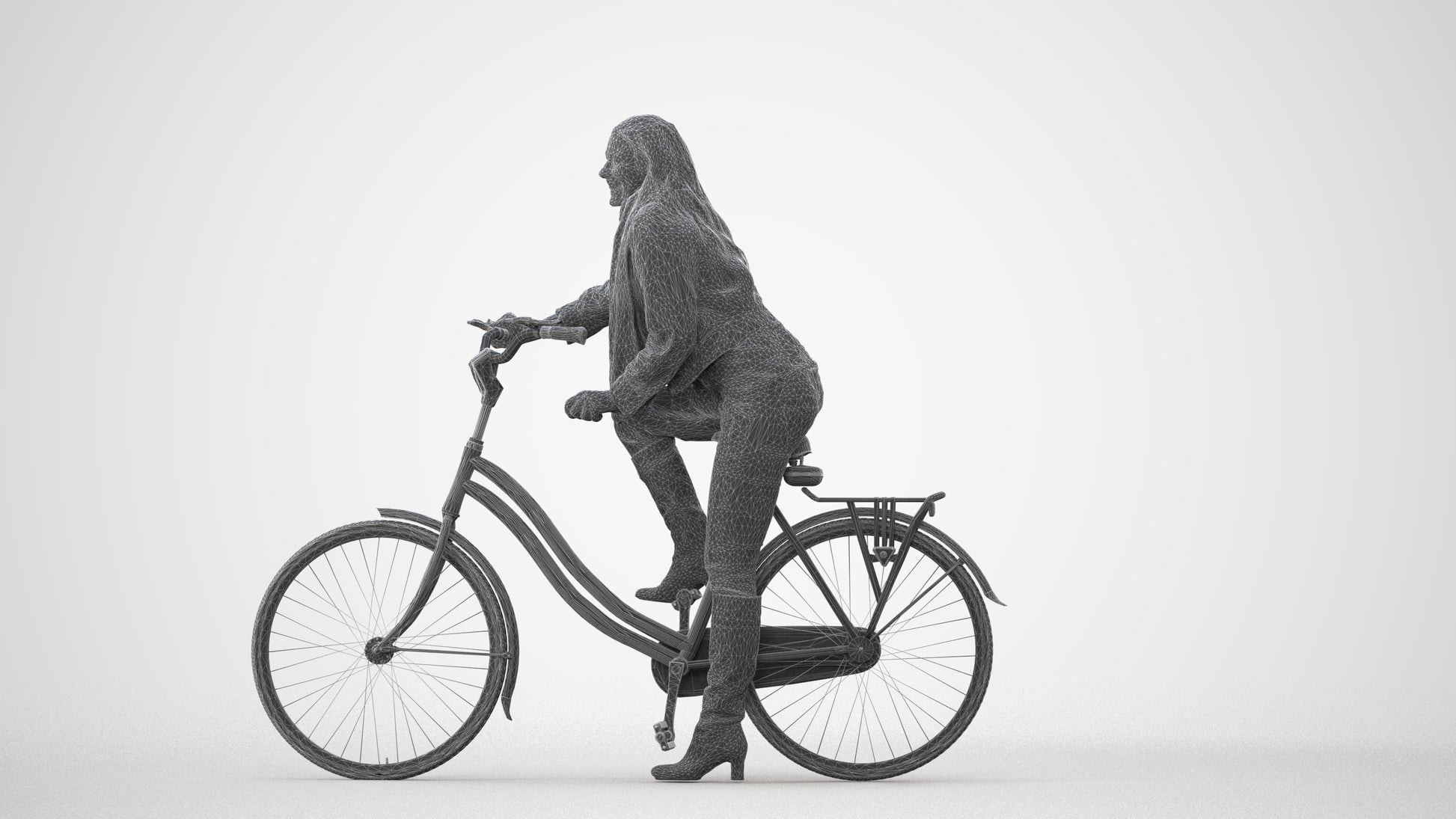 3D people model woman casual cycling, scanned human for 3ds Max rendering, square thumbnail
