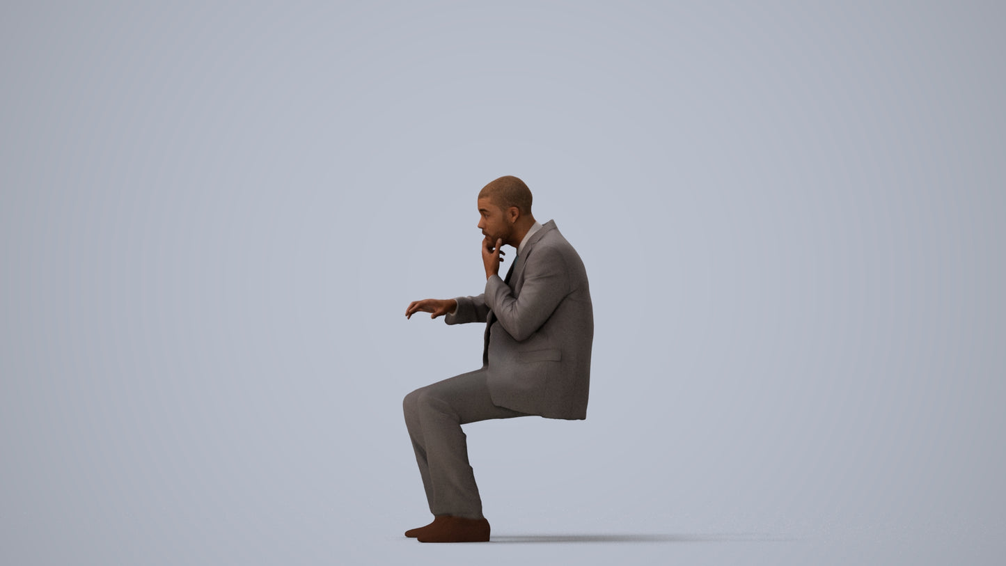 3D people model man business, scanned human for 3ds Max rendering, three-quarter view render