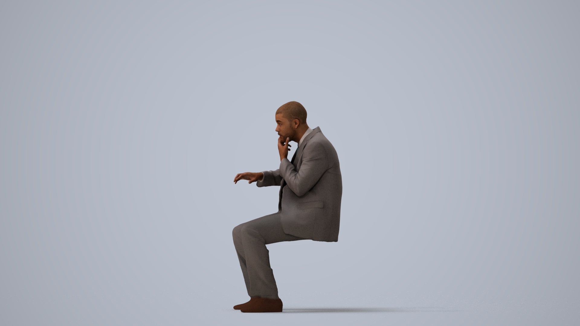 3D people model man business, scanned human for 3ds Max rendering, three-quarter view render