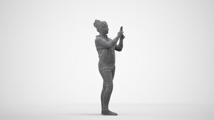 3D people model man casual standing, scanned human for 3ds Max rendering, wireframe side view