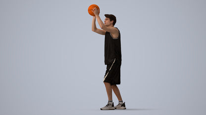 3D people model man sport, scanned human for 3ds Max rendering, three-quarter view render