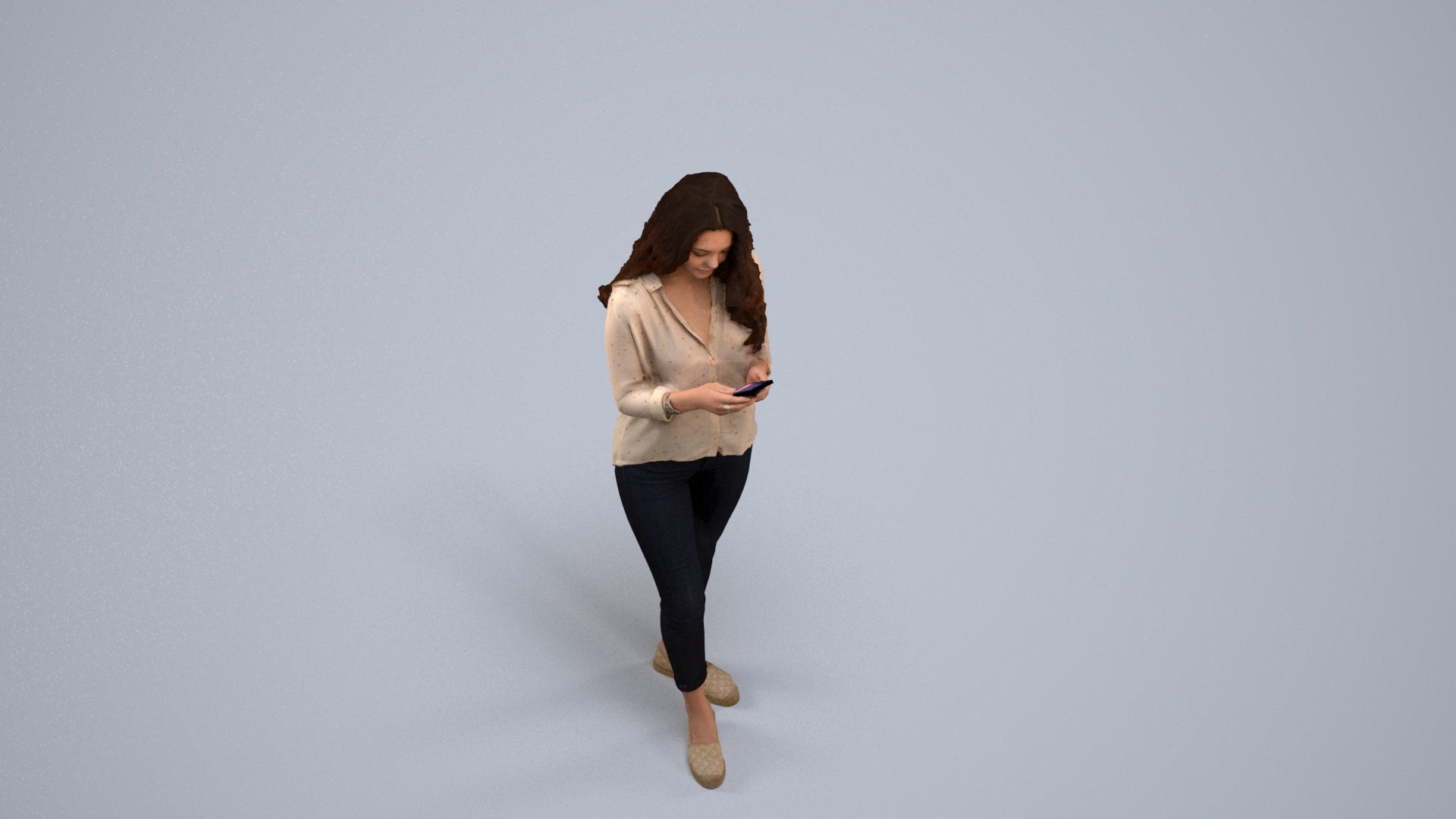 3D scanned woman walking, photorealistic archviz people for Enscape and SketchUp, back view render