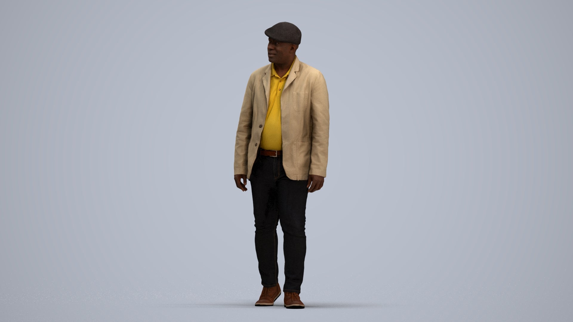 photogrammetry 3D man casual walking, realistic human model archviz FBX, standing pose render
