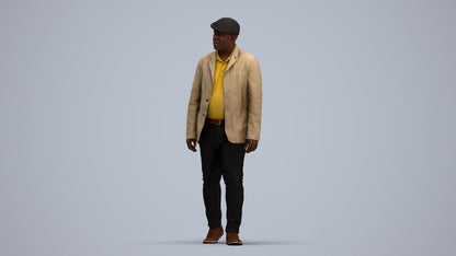 photogrammetry 3D man casual walking, realistic human model archviz FBX, standing pose render