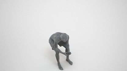scanned 3D man pool, photogrammetry people for Enscape and V-Ray, wireframe three-quarter view