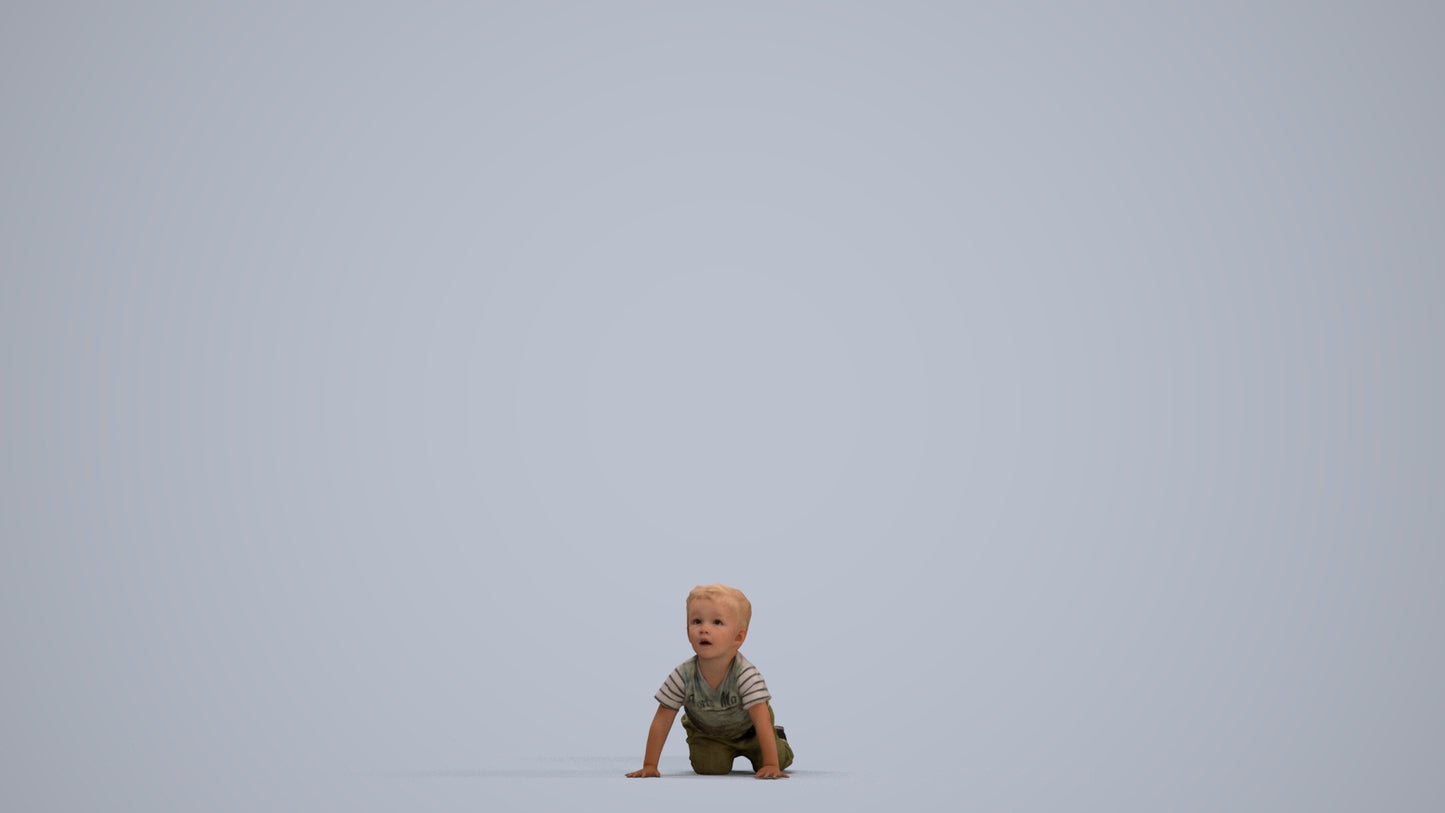 3D human model boy casual kids, photogrammetry scanned person for archviz, standing pose render