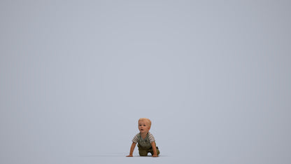 3D human model boy casual kids, photogrammetry scanned person for archviz, standing pose render