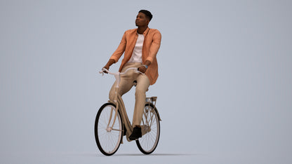 3D people model man casual cycling, scanned human for 3ds Max rendering, top-down view render