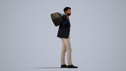 realistic 3D people man business, render-ready for V-Ray and Corona, FBX OBJ, side view render
