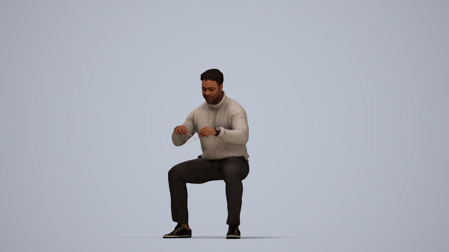 3D people model man casual business, scanned human for 3ds Max rendering, top-down view render