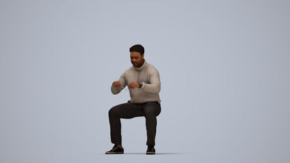 3D people model man casual business, scanned human for 3ds Max rendering, top-down view render