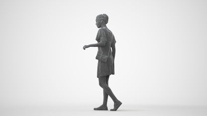 photogrammetry 3D woman casual walking, realistic human model archviz FBX, square thumbnail