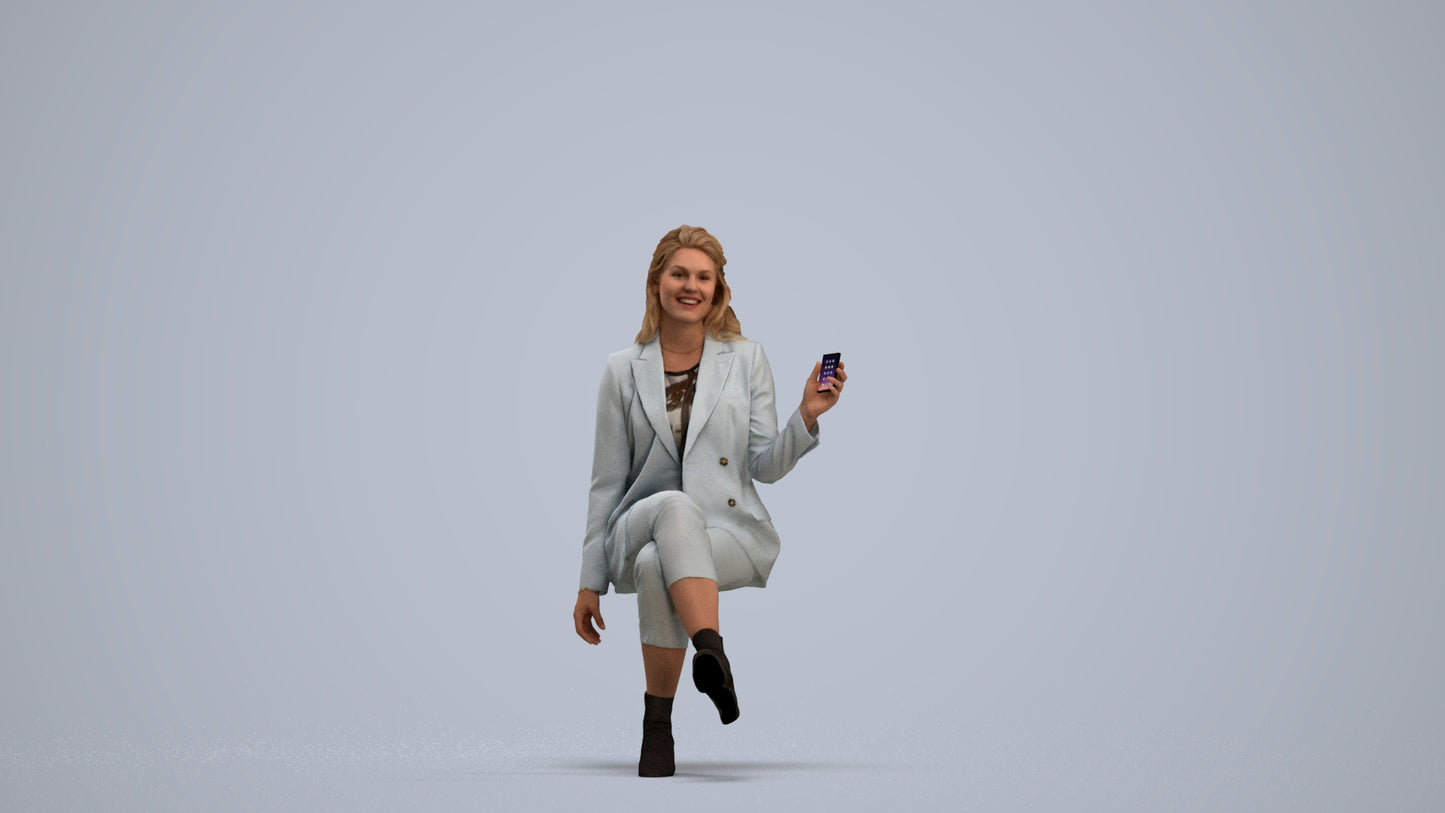 3D scanned woman business, photorealistic archviz people for Enscape and SketchUp, standing pose render