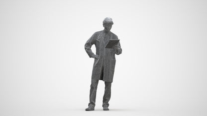 photogrammetry 3D man standing, realistic human model archviz FBX, three-quarter front view render