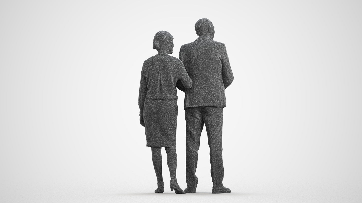 realistic 3D human senior woman business kids, archviz people FBX OBJ for Blender, wireframe front view