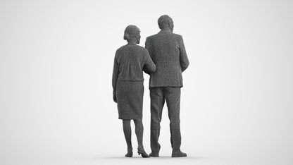realistic 3D human senior woman business kids, archviz people FBX OBJ for Blender, wireframe front view
