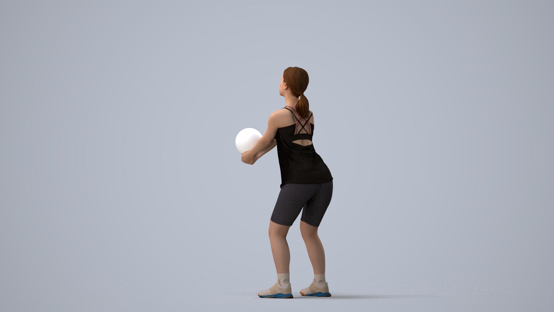photogrammetry 3D girl sport, realistic human model archviz FBX, three-quarter view render