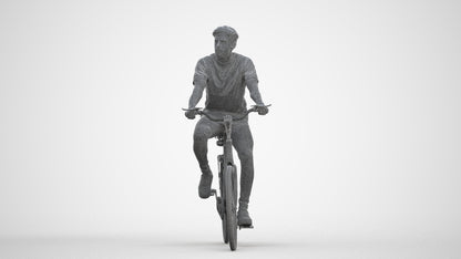realistic 3D people man casual cycling, render-ready for V-Ray and Corona, FBX OBJ, three-quarter front view render