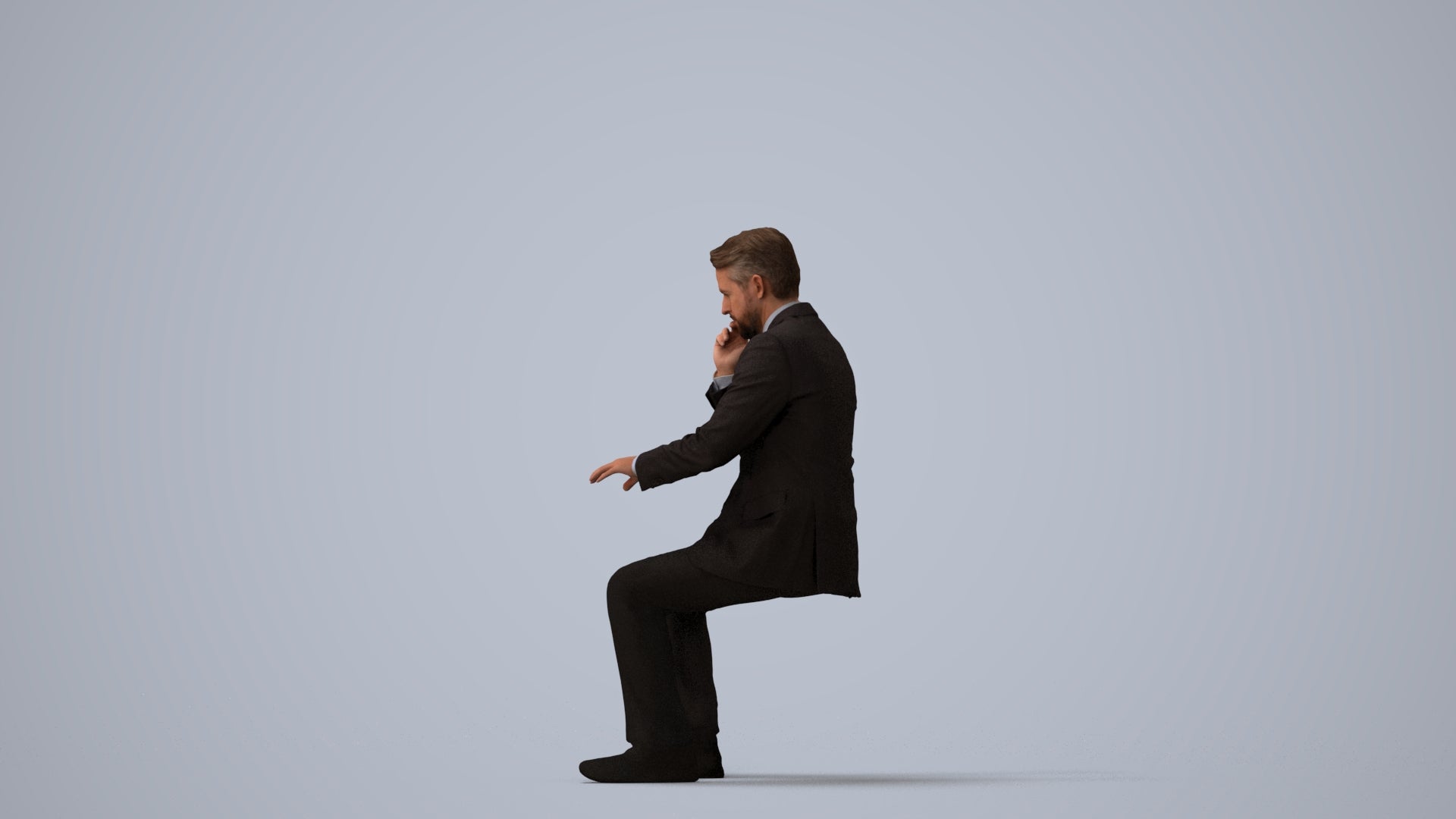 3D people model man business, scanned human for 3ds Max rendering, three-quarter view render