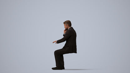 3D people model man business, scanned human for 3ds Max rendering, three-quarter view render