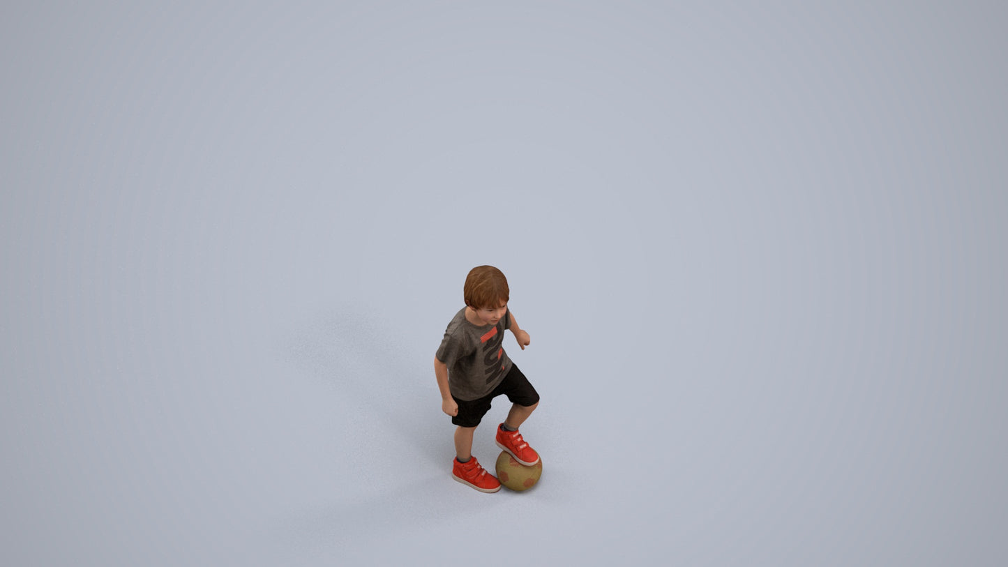 photogrammetry 3D boy casual kids, realistic human model archviz FBX, back view render