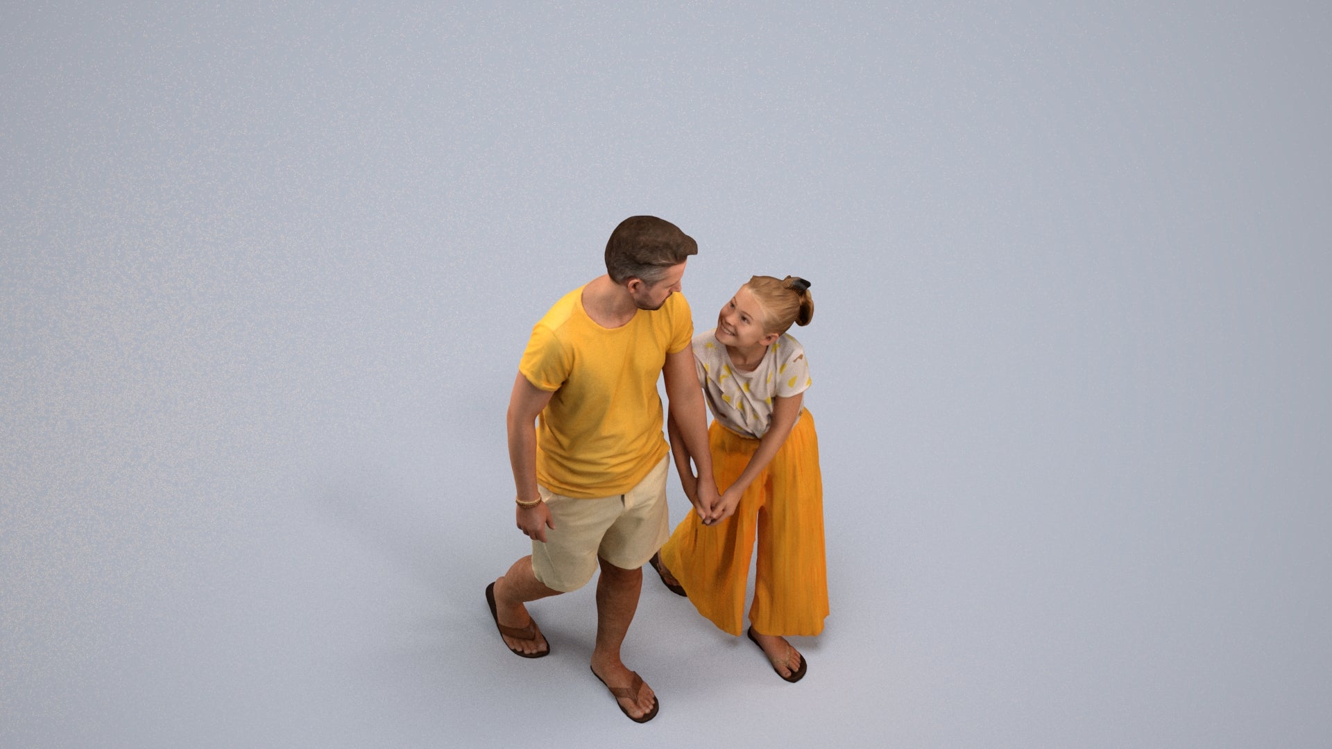 realistic 3D human girl casual kids, archviz people FBX OBJ for Blender, back view render
