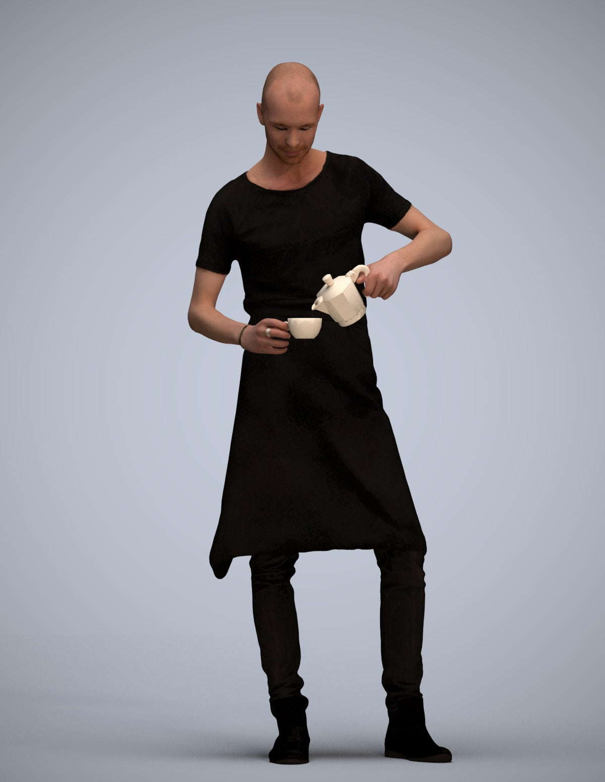 3D scanned man standing, photorealistic archviz people for Enscape and SketchUp