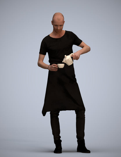 3D scanned man standing, photorealistic archviz people for Enscape and SketchUp