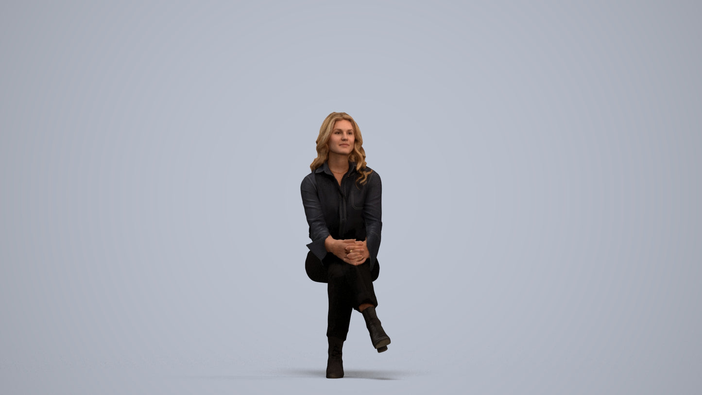 3D human model woman business formalaffairs, photogrammetry scanned person for archviz, standing pose render