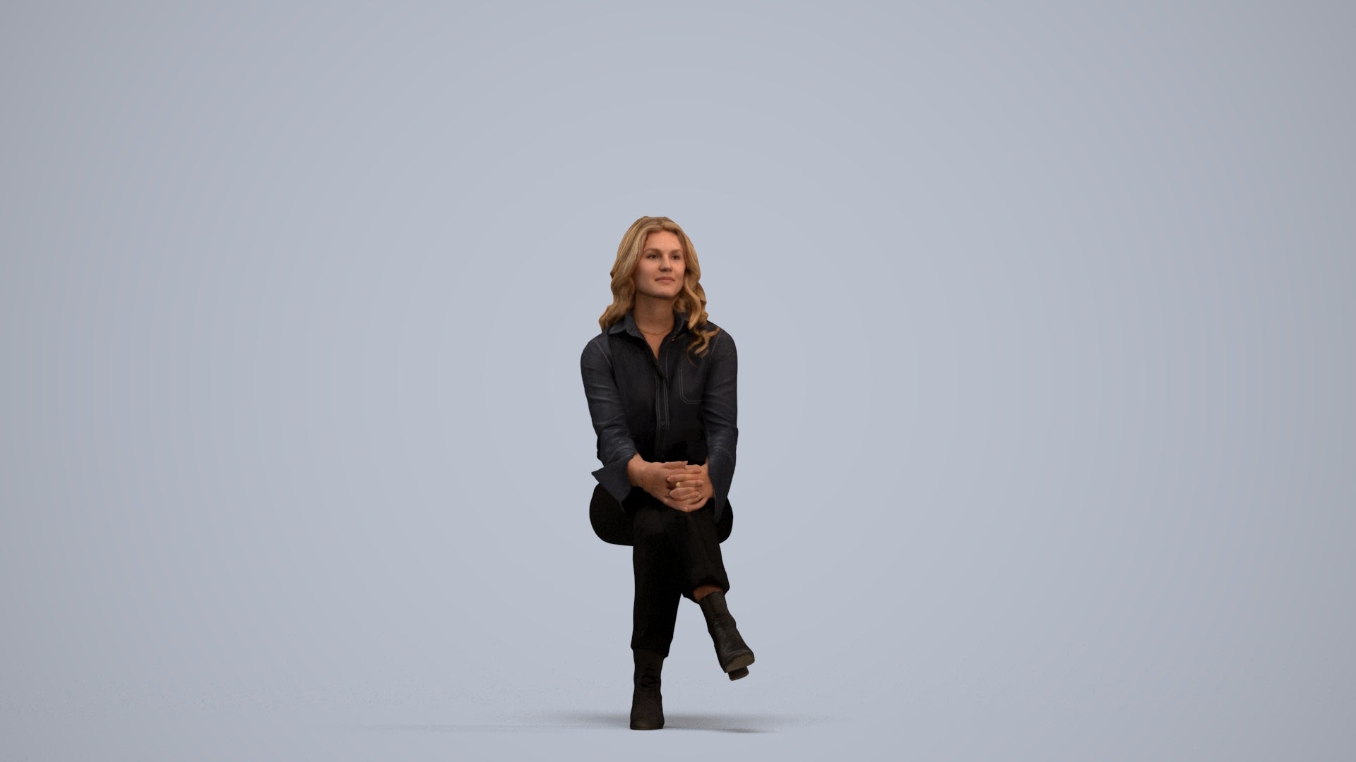 3D human model woman business formalaffairs, photogrammetry scanned person for archviz, standing pose render